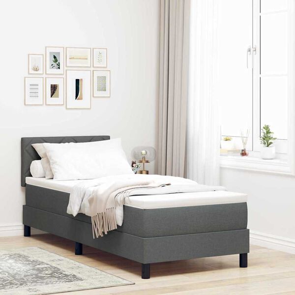 vidaXL Cama tipo Box Spring con colch&oacute;n Gris oscuro 80 x 200 cm tela