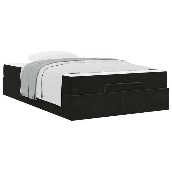 vidaXL Estructura de cama con colch&oacute;n 2 pcs Negro Terciopelo