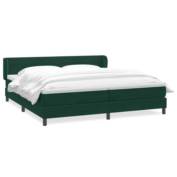 vidaXL Cama box spring con colchones terciopelo verde oscuro 180x220cm