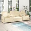 vidaXL Sill&oacute;n reclinable masaje 4 plazas y portavasos cuero PE crema