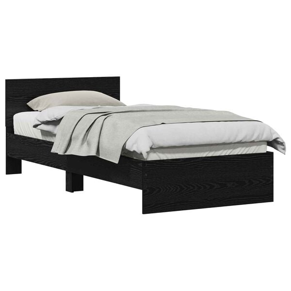 vidaXL Estructura de cama Roble Negro 75 x 190 cm Madera de ingenier&iacute;a