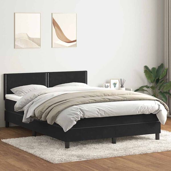 vidaXL Cama box spring con colch&oacute;n terciopelo negro 160x220 cm