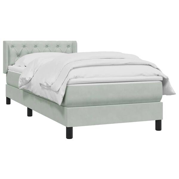 vidaXL Cama box spring con colch&oacute;n terciopelo gris claro 80x210 cm