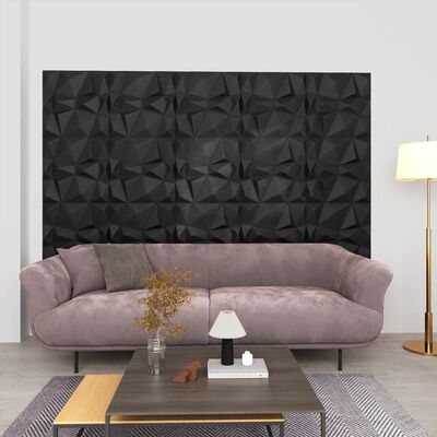 vidaXL Paneles de pared 3D 12 unidades negro diamante 3 m² 50x50 cm