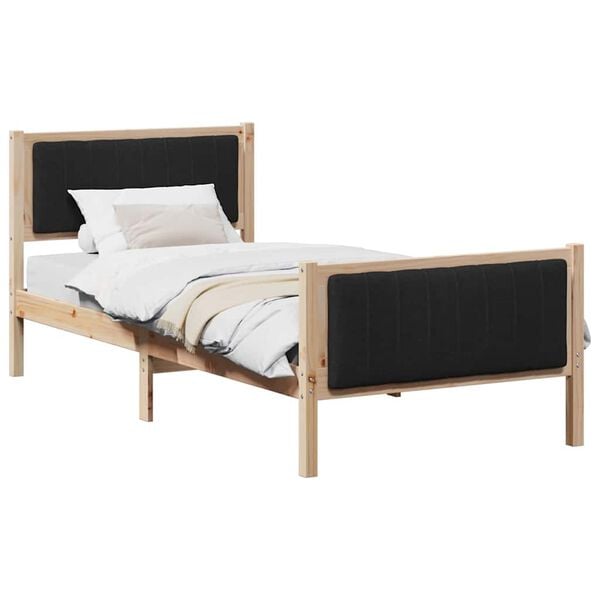 vidaXL Estructura de cama con cabecera Marr&oacute;n y negro 90 x 190 cm