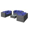 vidaXL Set de sof&aacute;s de jard&iacute;n 7 piezas y cojines rat&aacute;n sint&eacute;tico gris