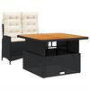 vidaXL Set comedor de jard&iacute;n 2 pzas con cojines rat&aacute;n sint&eacute;tico negro