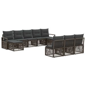 vidaXL Conjunto de sof&aacute;s de jard&iacute;n 10 pcs Gris rat&aacute;n sint&eacute;tico