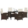vidaXL Conjunto de Comedor de Jard&iacute;n 5 pcs Marr&oacute;n rat&aacute;n sint&eacute;tico