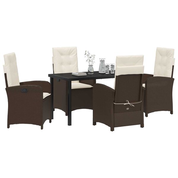 vidaXL Conjunto de Comedor de Jard&iacute;n 5 pcs Marr&oacute;n rat&aacute;n sint&eacute;tico