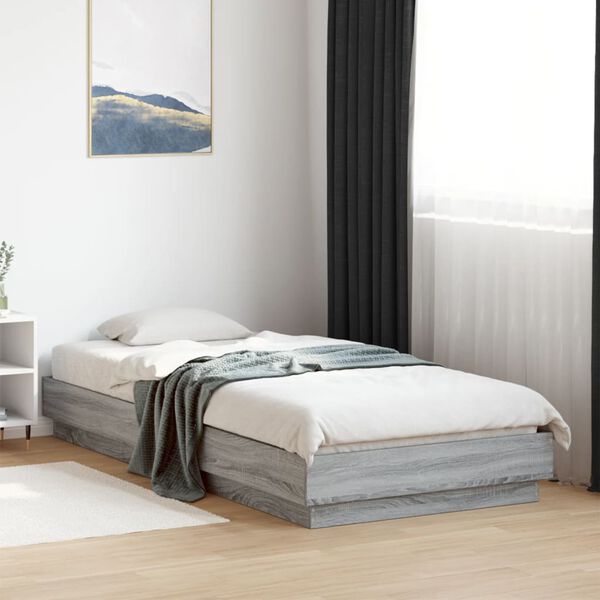 vidaXL Estructura de cama con luces LED gris Sonoma 100x200 cm