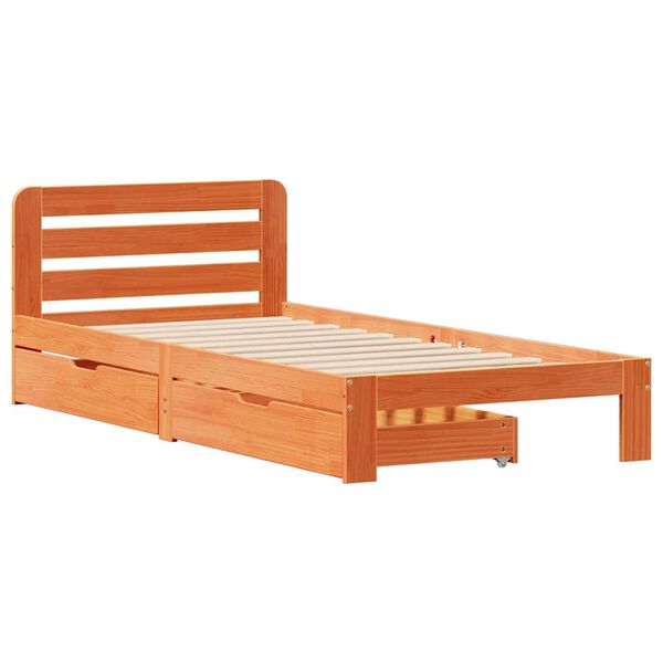 vidaXL Estructura de cama sin colch&oacute;n madera maciza marr&oacute;n 90x190 cm