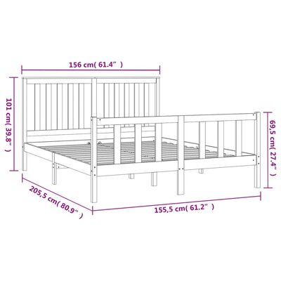 vidaXL Estructura de cama con cabecero madera de pino negro 150x200cm
