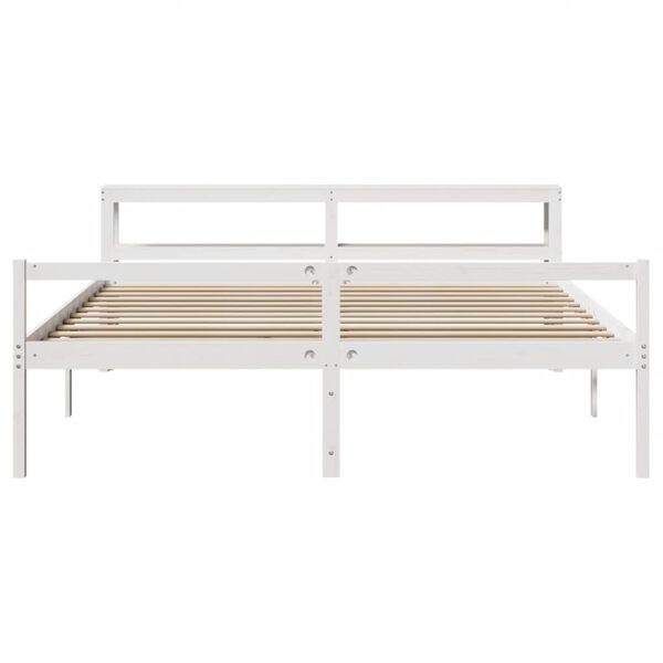 vidaXL Cama personas mayores cabecero madera maciza blanco 200x200 cm
