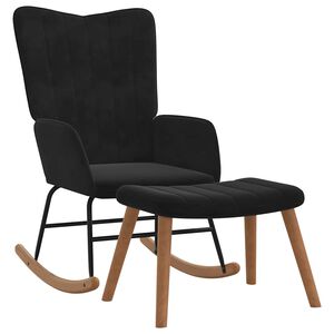 vidaXL Silla mecedora con reposapi&eacute;s terciopelo negro