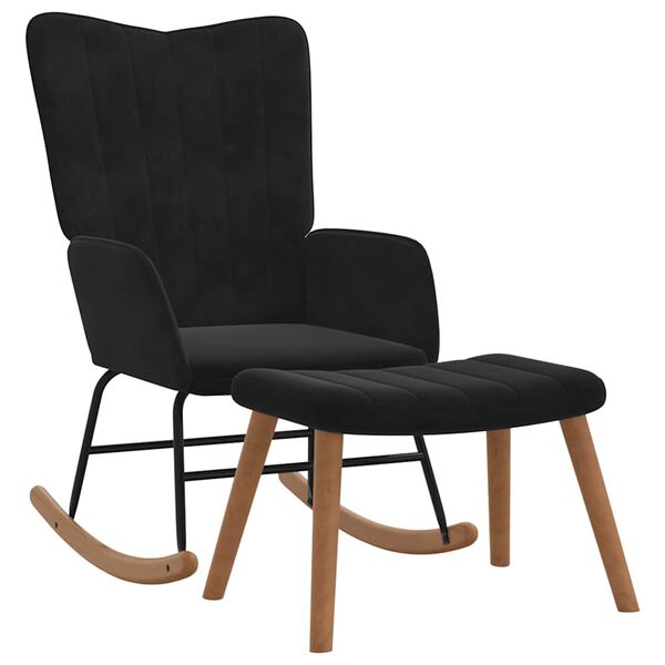 vidaXL Silla mecedora con reposapi&eacute;s terciopelo negro