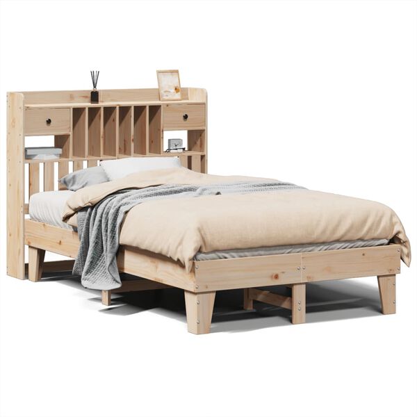 vidaXL Estructura de cama sin colch&oacute;n madera maciza de pino 135x190 cm