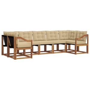 vidaXL Conjunto de sof&aacute;s de exterior con coj&iacute;n 7 pcs Natural y Beige