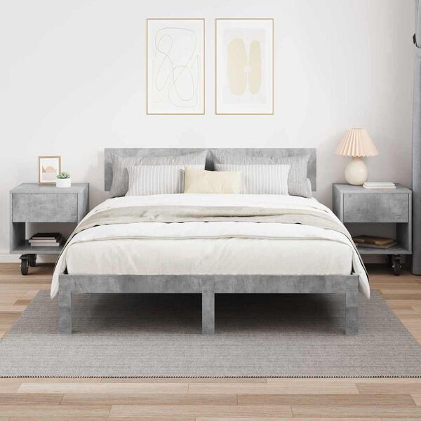 vidaXL Mesita de Noche 2 pcs Gris Concreto 40,5 x 40 x 48 cm