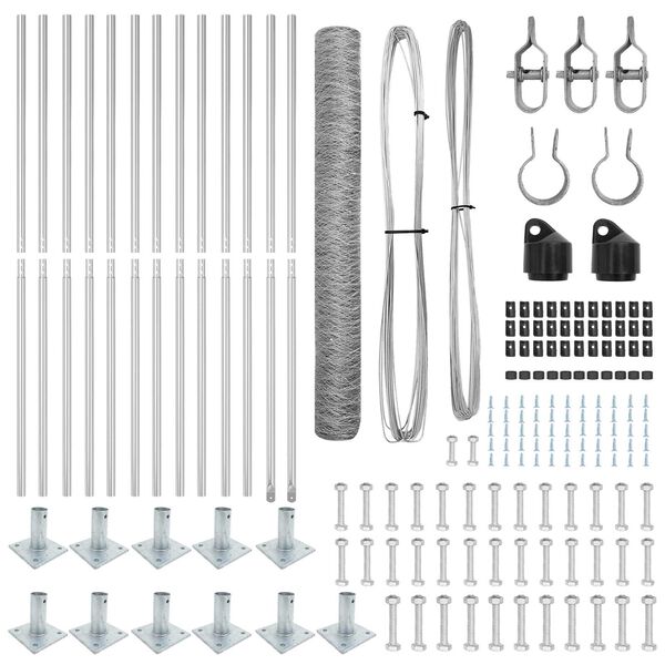 vidaXL Poste de Valla Plateado 25 x 0,8 m (malla de 50 mm) Acero