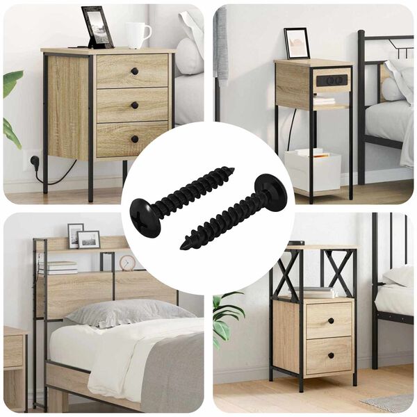 vidaXL Clavo autorroscante 2 pcs Negro 4 x 25 mm Acero