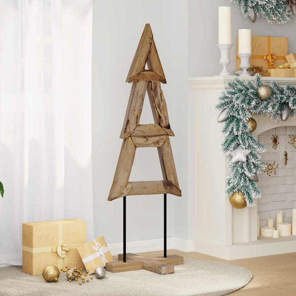 vidaXL &Aacute;rbol de Navidad Marr&oacute;n 120 cm Madera de teca maciza