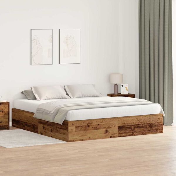 vidaXL Cama con almacenamiento Madera Vieja 200 x 200 cm