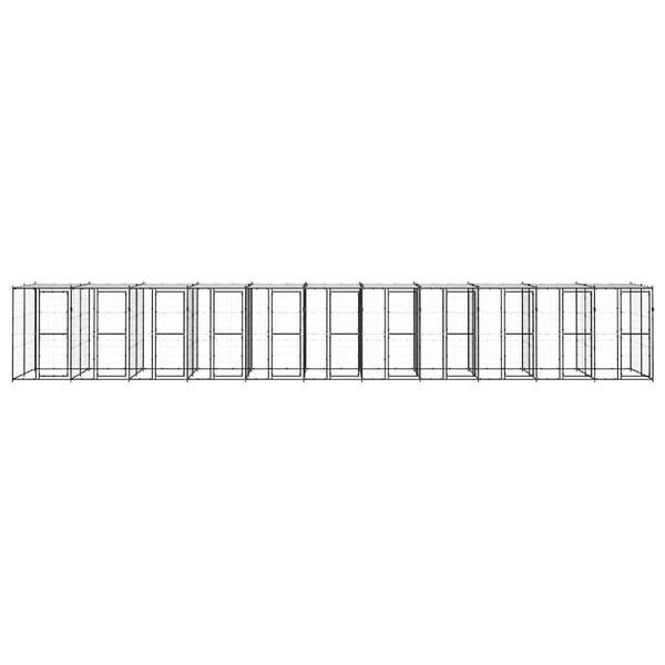 vidaXL Perrera de exterior de acero con techo 26,62 m&sup2;