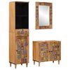 vidaXL Juego de muebles de ba&ntilde;o 3 pcs Natural Madera de mango maciza
