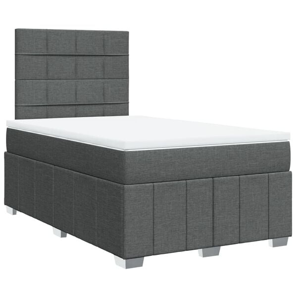 vidaXL Cama box spring con colch&oacute;n tela gris oscuro 120x200 cm