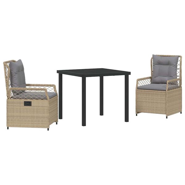 vidaXL Conjunto de Comedor de Jard&iacute;n 3 pcs Beige y Gris Claro