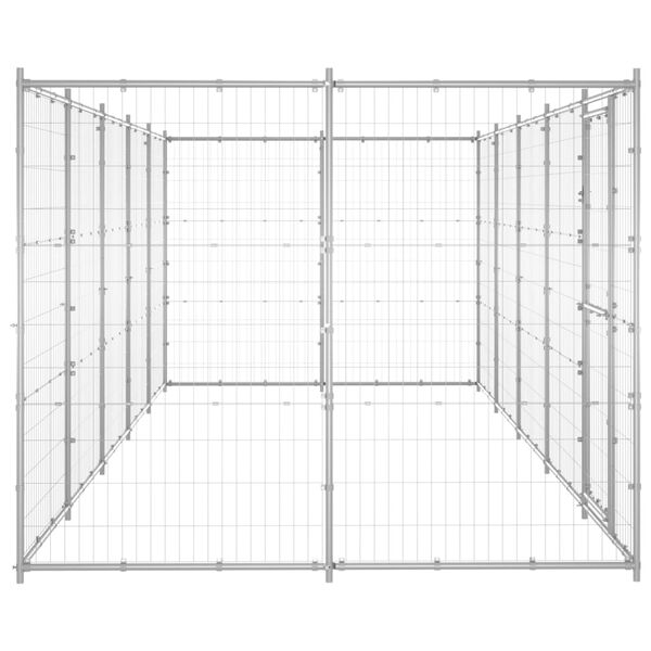 vidaXL Perrera de exterior de acero galvanizado 12,1 m&sup2;