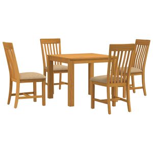 vidaXL Conjunto de comedor 5 uds. Beige Madera de Roble S&oacute;lido