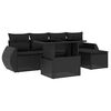 vidaXL Set de sof&aacute;s de jard&iacute;n 6 piezas y cojines rat&aacute;n sint&eacute;tico negro