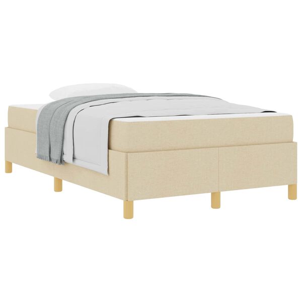vidaXL Cama tipo Box Spring Blanco y Crema 120 x 190 cm Poli&eacute;ster