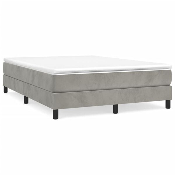 vidaXL Cama box spring con colch&oacute;n terciopelo gris claro 140x190 cm