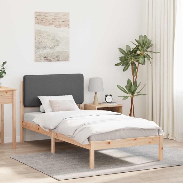 vidaXL Estructura de Cama con Cabecera Tapizada Gris oscuro