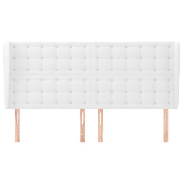 vidaXL Cabecero con orejas cuero sint&eacute;tico blanco 183x23x118/128cm