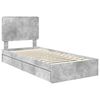 vidaXL Cama con almacenamiento con cabecera Gris Concreto 75 x 190 cm