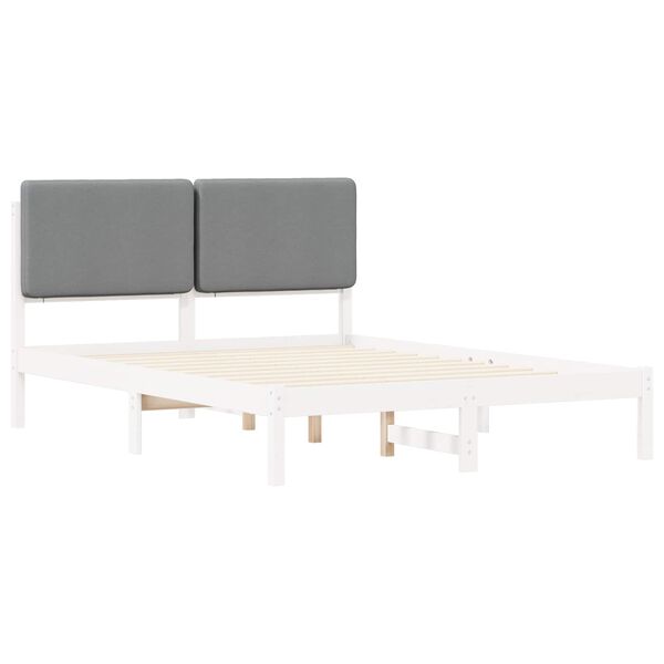 vidaXL Estructura de Cama con Cabecera Tapizada Gris Claro