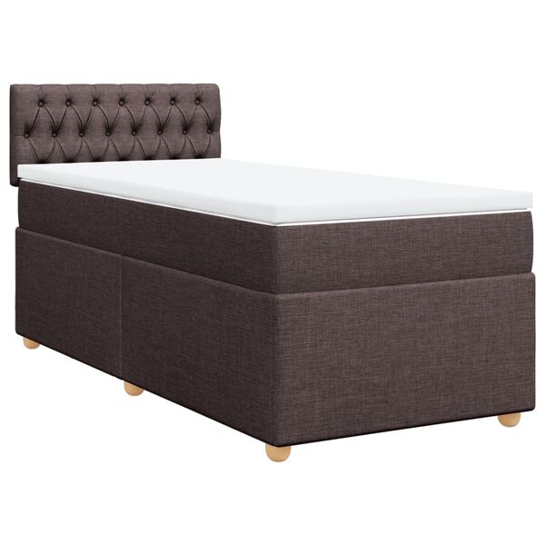 vidaXL Cama box spring con colch&oacute;n tela marr&oacute;n oscuro 100x200 cm