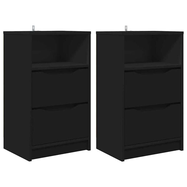vidaXL Mesas de noche con caj&oacute;n 2 pcs Negro 40 x 30 x 467 cm