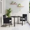 vidaXL Conjunto de Comedor de Jard&iacute;n 3 pcs Negro rat&aacute;n sint&eacute;tico