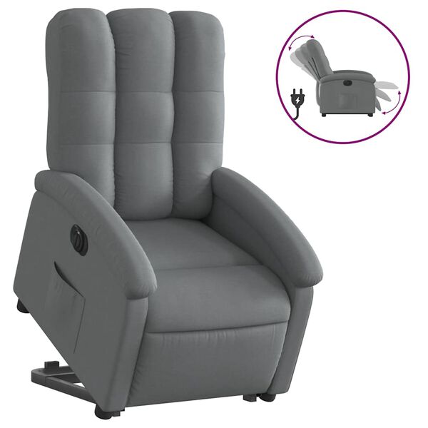 vidaXL Sill&oacute;n el&eacute;ctrico reclinable elevable de tela gris oscuro