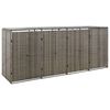 vidaXL Cobertizo 4 contenedores de basura rat&aacute;n PE gris 274x80x117 cm