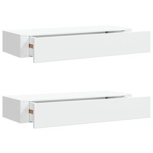 vidaXL Estantes de pared con caj&oacute;n 2 uds MDF blanco 60x23,5x10 cm