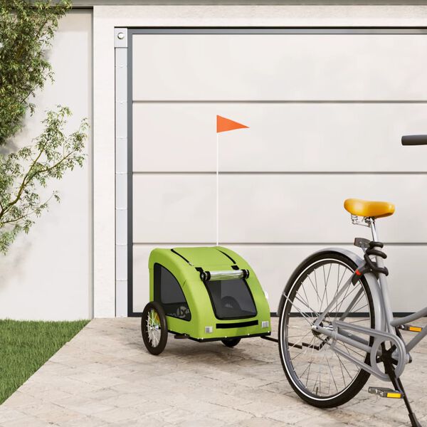 vidaXL Remolque de bicicleta mascotas hierro tela Oxford verde