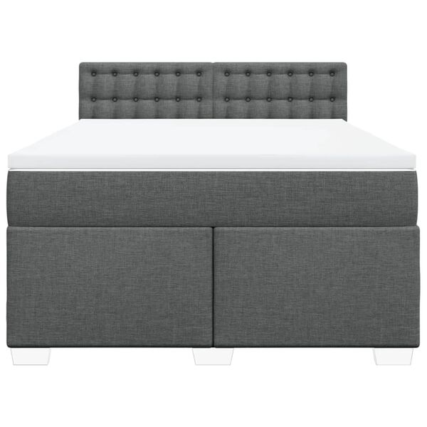 vidaXL Cama box spring con colch&oacute;n tela gris oscuro 140x190 cm