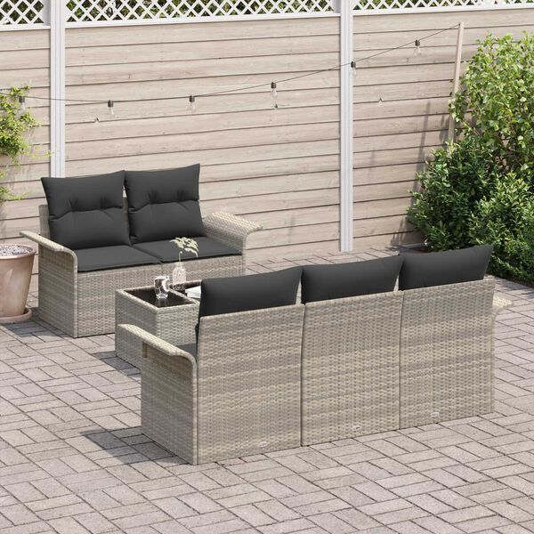 vidaXL Conjunto de sof&aacute; de jard&iacute;n 6 pcs Gris Claro y Gris Oscuro