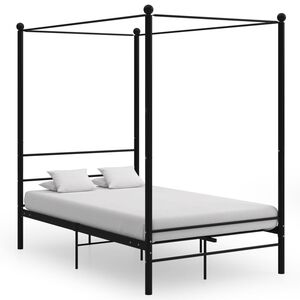 vidaXL Estructura de cama con dosel sin colch&oacute;n metal negro 120x200 cm